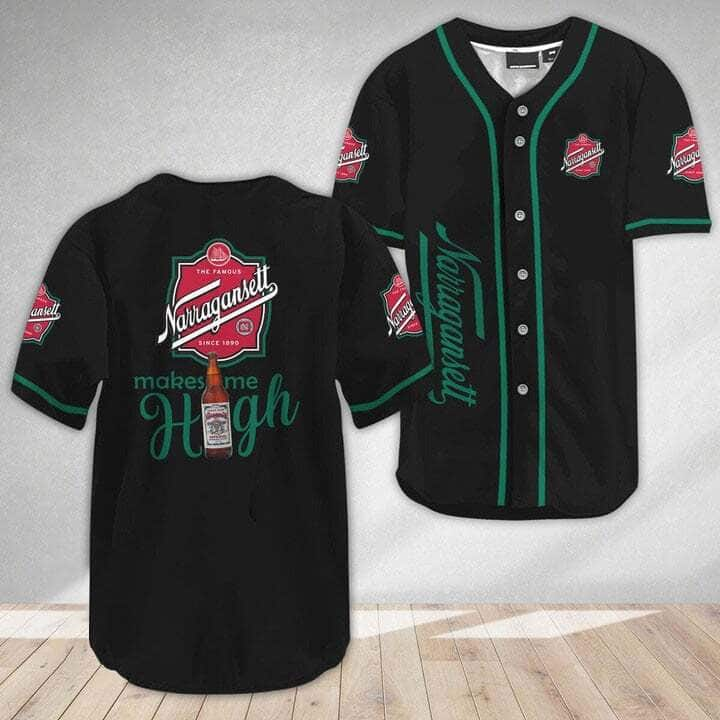 Black Narragansett Baseball Jersey Make Me High Gift For Beer Drinkers