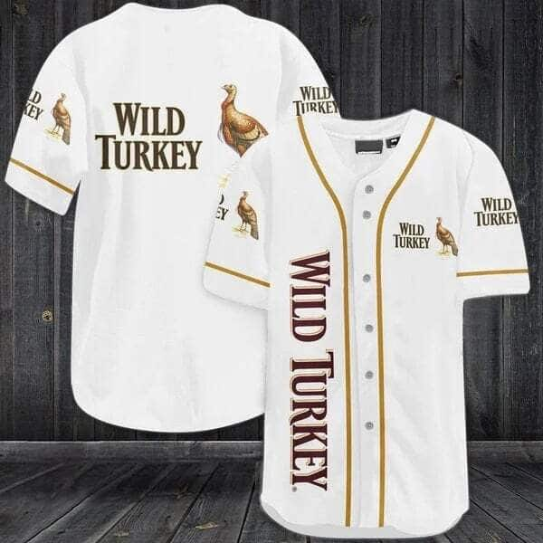 White Wild Turkey Baseball Jersey Gift For Whiskey Lovers