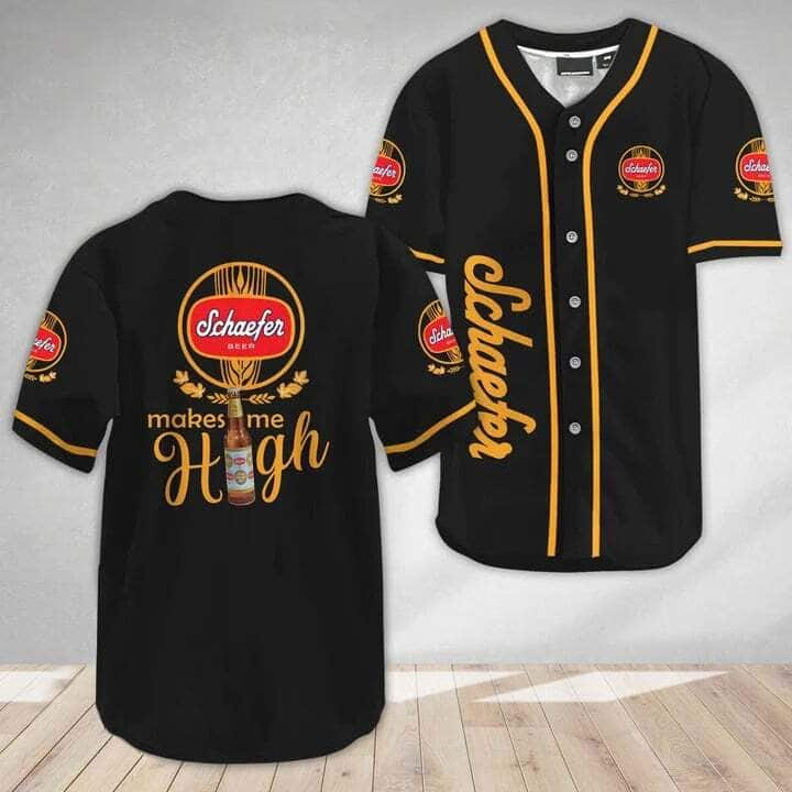 Black Schaefer Baseball Jersey Beer Make Me High Gift For Boyfriend