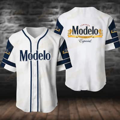 White Cerveza Modelo Baseball Jersey Especial Gift For Beer Drinkers White Cerveza Modelo Baseball Jersey Especial Gift For Beer Drinkers