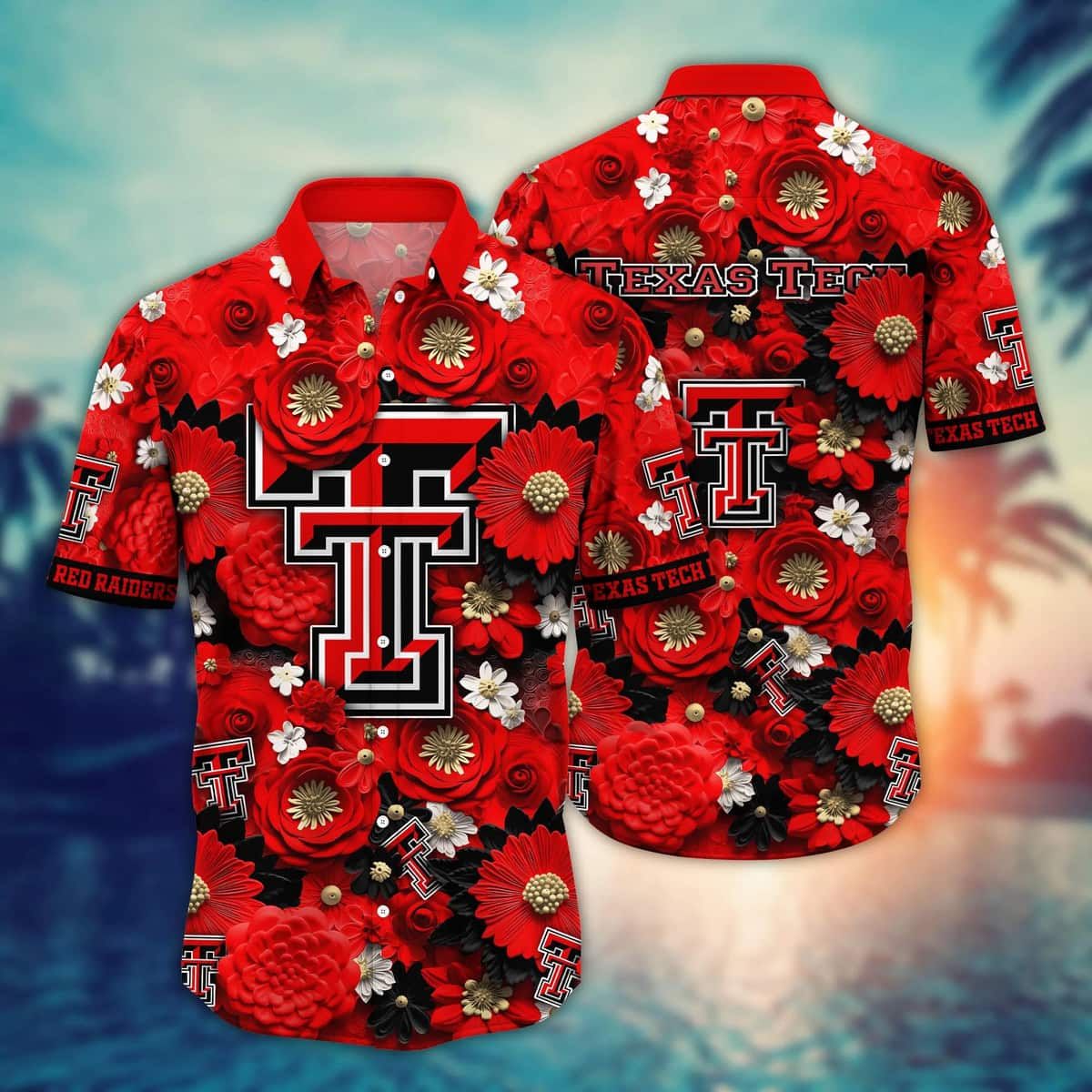 NCAA Texas Tech Red Raiders Hawaiian Shirt Colorful Flower Best Gift For Grandpa