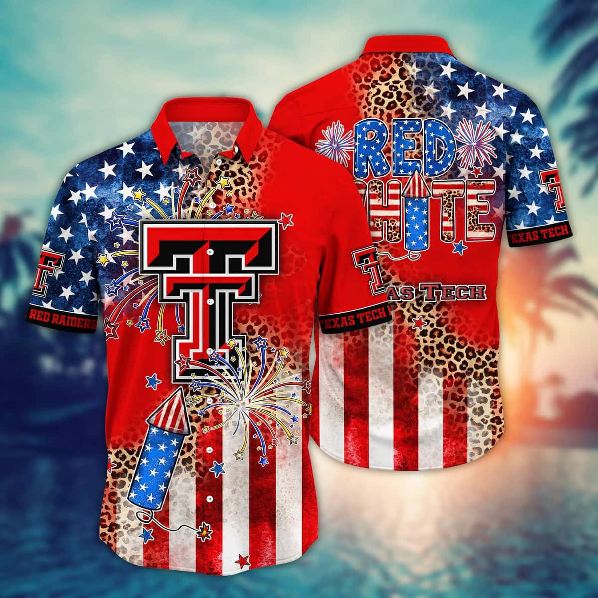 NCAA Texas Tech Red Raiders Hawaiian Shirt Fireworks Independence Day Gift For Friend
