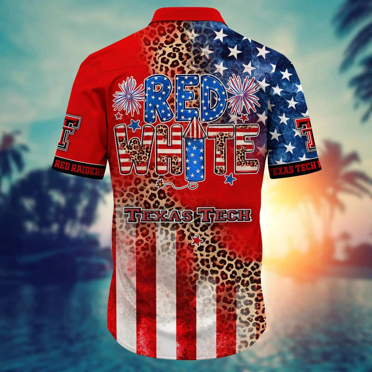 NCAA Texas Tech Red Raiders Hawaiian Shirt Fireworks Independence Day Gift For Friend NCAA Texas Tech Red Raiders Hawaiian Shirt Fireworks Independence Day Gift For Friend