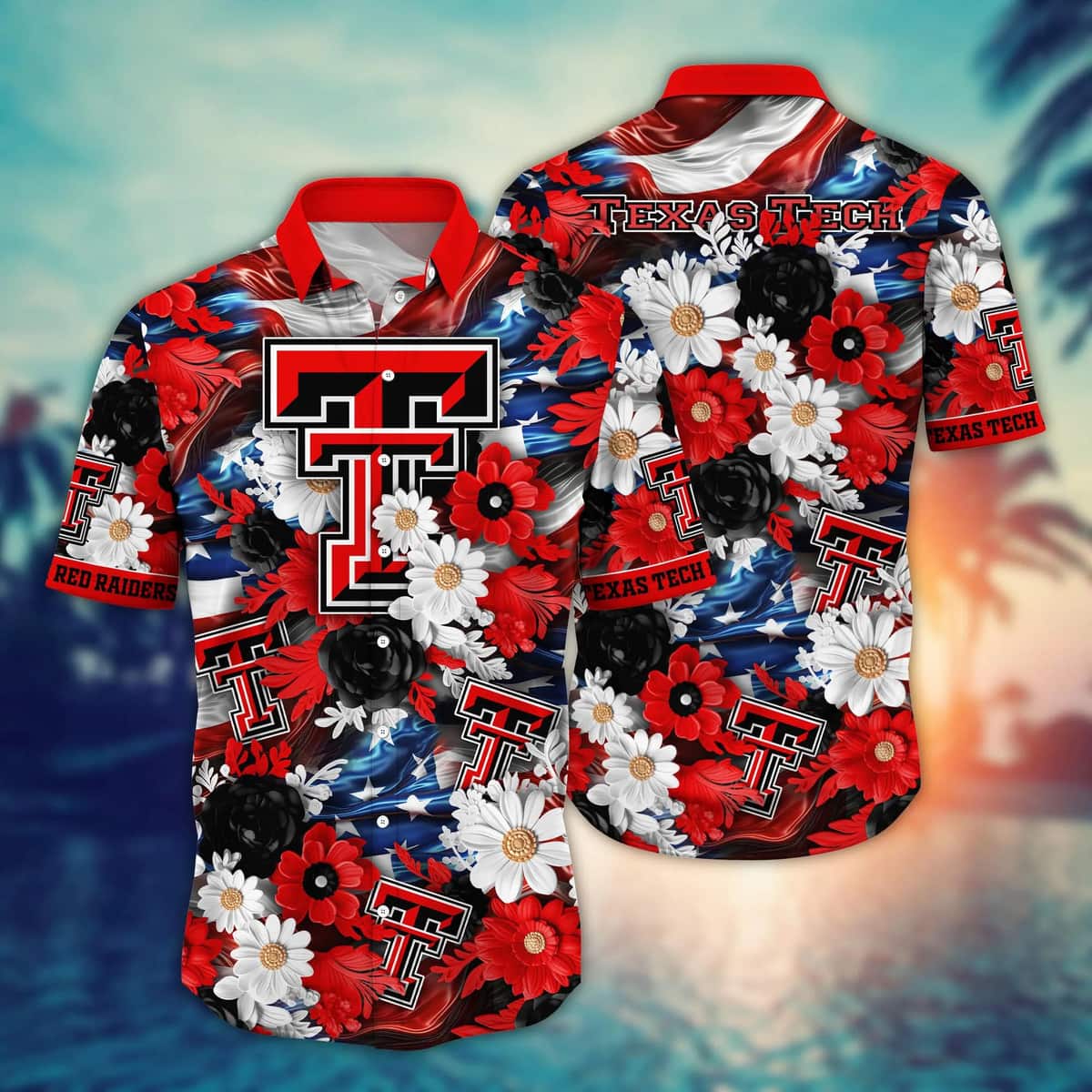 Floral Aloha NCAA Texas Tech Red Raiders Hawaiian Shirt Independence Day Gift For Dad