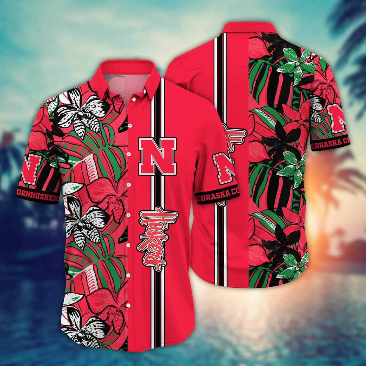 Red Aloha Nebraska Cornhuskers NCAA Hawaiian Shirt Beach Gift For Dad