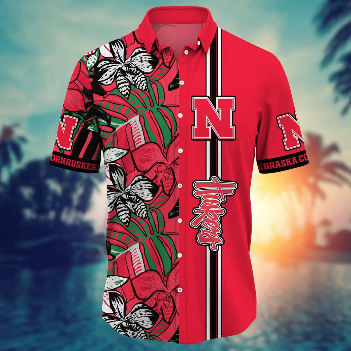 Red Aloha Nebraska Cornhuskers NCAA Hawaiian Shirt Beach Gift For Dad Red Aloha Nebraska Cornhuskers NCAA Hawaiian Shirt Beach Gift For Dad