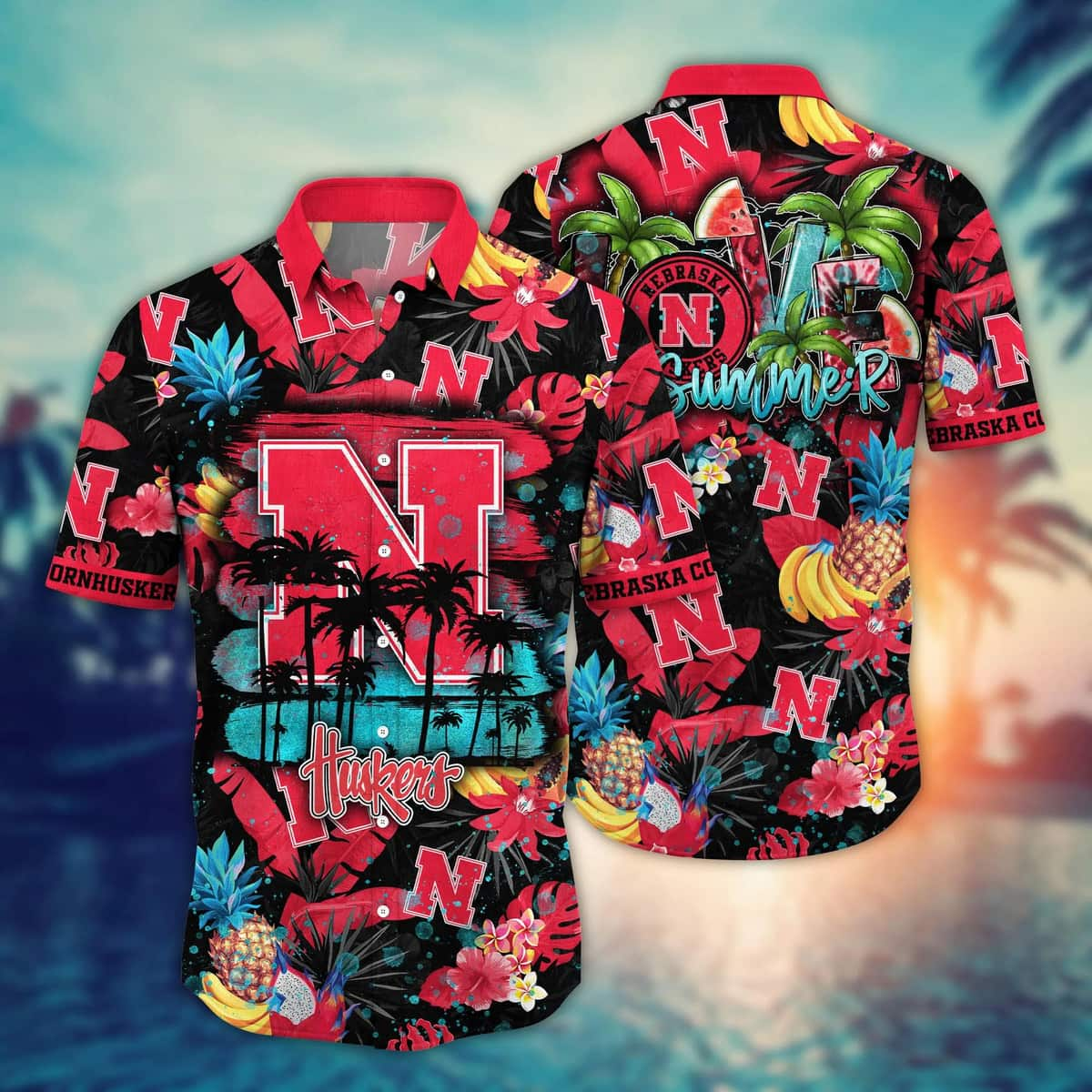 Colorful Aloha Nebraska Cornhuskers NCAA Hawaiian Shirt Tropical Fruit Gift For Dad