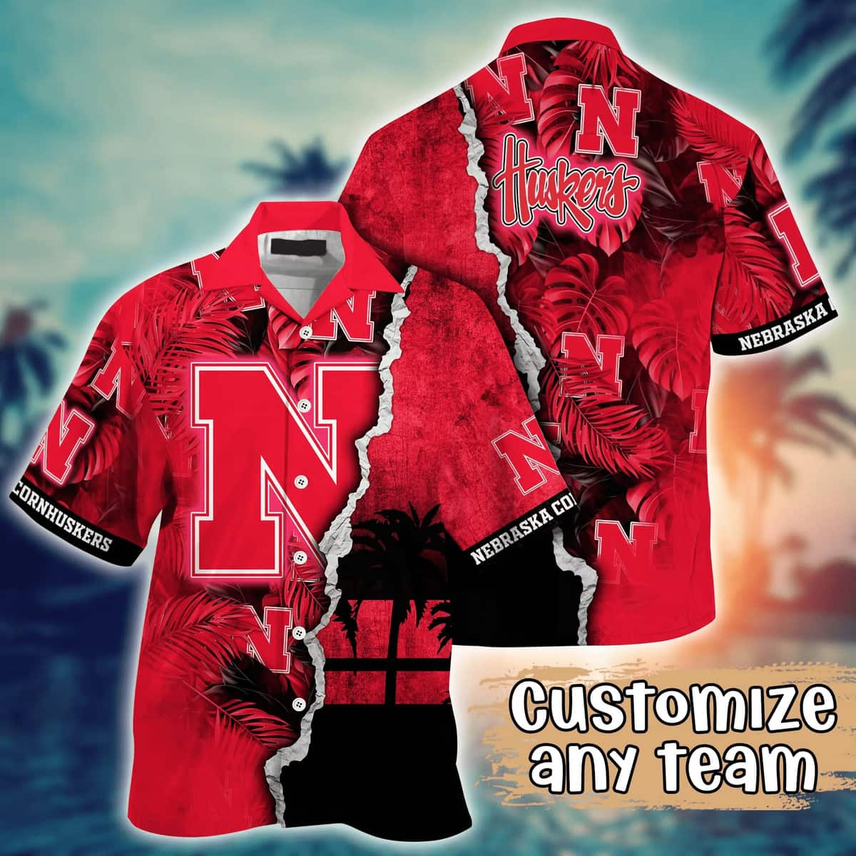 NCAA Nebraska Cornhuskers NCAA Hawaiian Shirt Custom Name Summer Gift For Friends