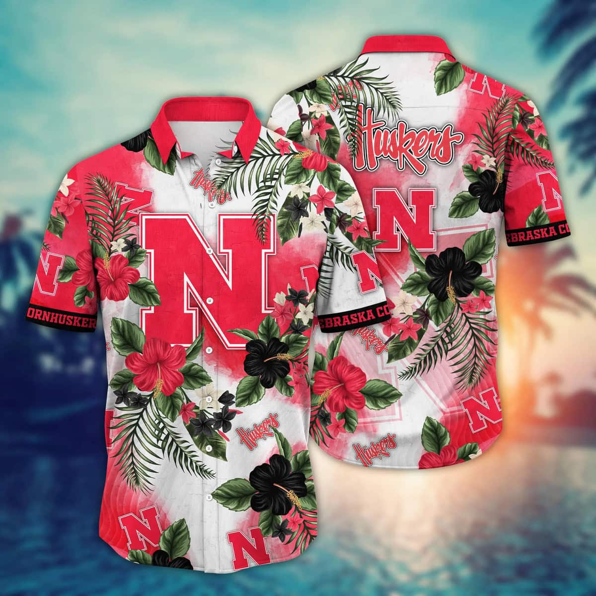 Stylish Aloha NCAA Nebraska Cornhuskers Hawaiian Shirt Hibiscus Flowers Gift For Boyfriend