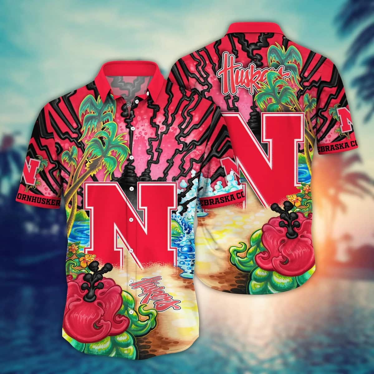 Stylish Aloha Nebraska Cornhuskers NCAA Hawaiian Shirt Beach Vacation Gift For Dad