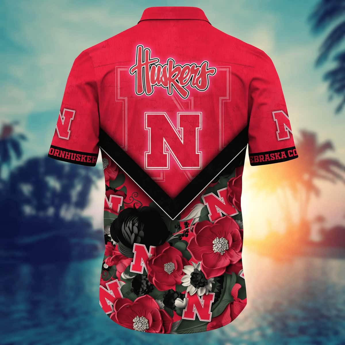 NCAA Nebraska Cornhuskers Hawaiian Shirt Tropical Flower Gift For Boyfriend NCAA Nebraska Cornhuskers Hawaiian Shirt Tropical Flower Gift For Boyfriend