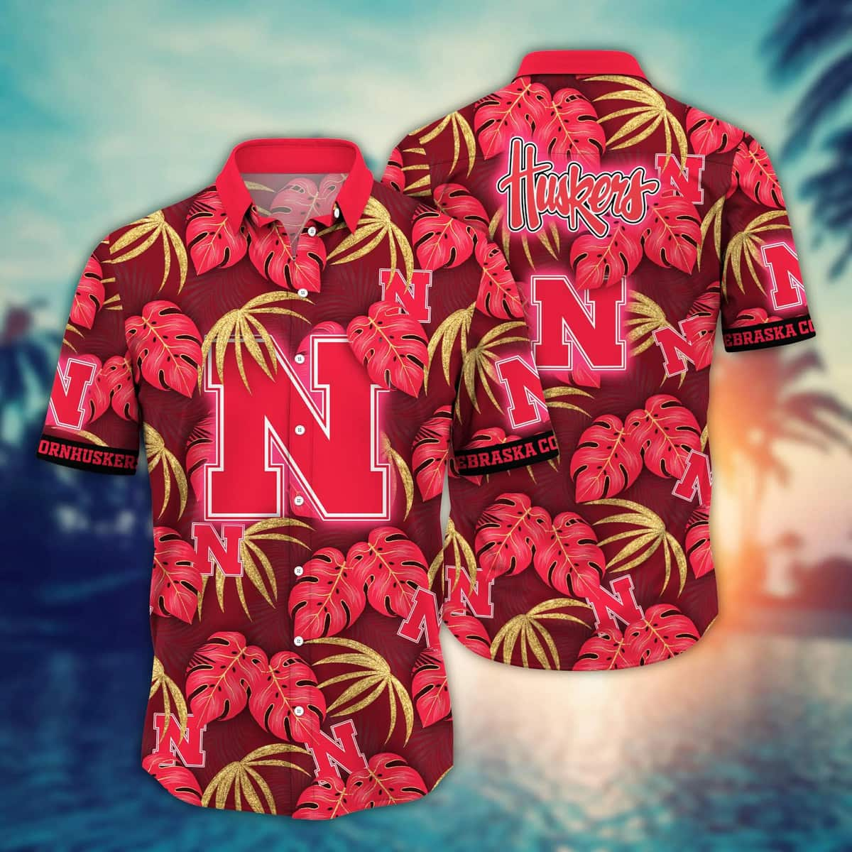 Summer Aloha NCAA Nebraska Cornhuskers Hawaiian Shirt Palm Leaves Gift For Dad