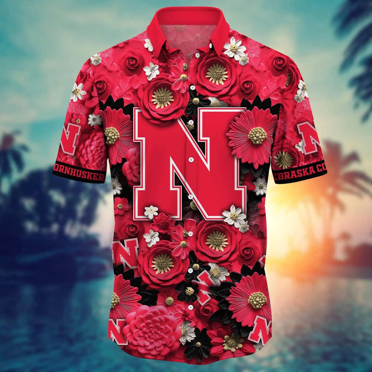 Floral Aloha NCAA Nebraska Cornhuskers Hawaiian Shirt Cool Gift For Friends Floral Aloha NCAA Nebraska Cornhuskers Hawaiian Shirt Cool Gift For Friends