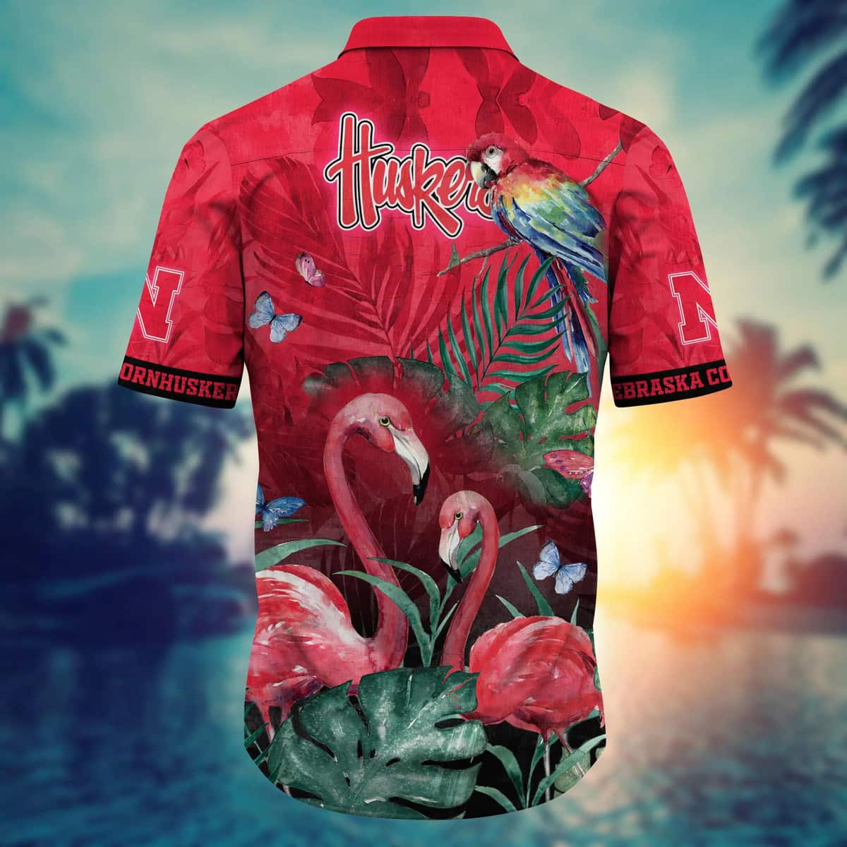 Awesome NCAA Nebraska Cornhuskers Hawaiian Shirt Pink Flamingo Gift For Best Friend Awesome NCAA Nebraska Cornhuskers Hawaiian Shirt Pink Flamingo Gift For Best Friend