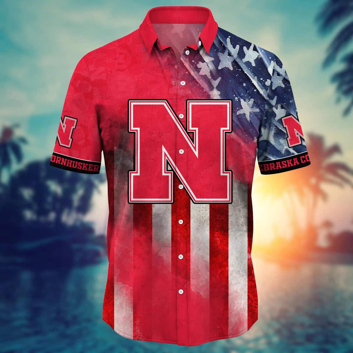 NCAA Nebraska Cornhuskers Hawaiian Shirt Happy 4th Of July Gift For Best Friend NCAA Nebraska Cornhuskers Hawaiian Shirt Happy 4th Of July Gift For Best Friend