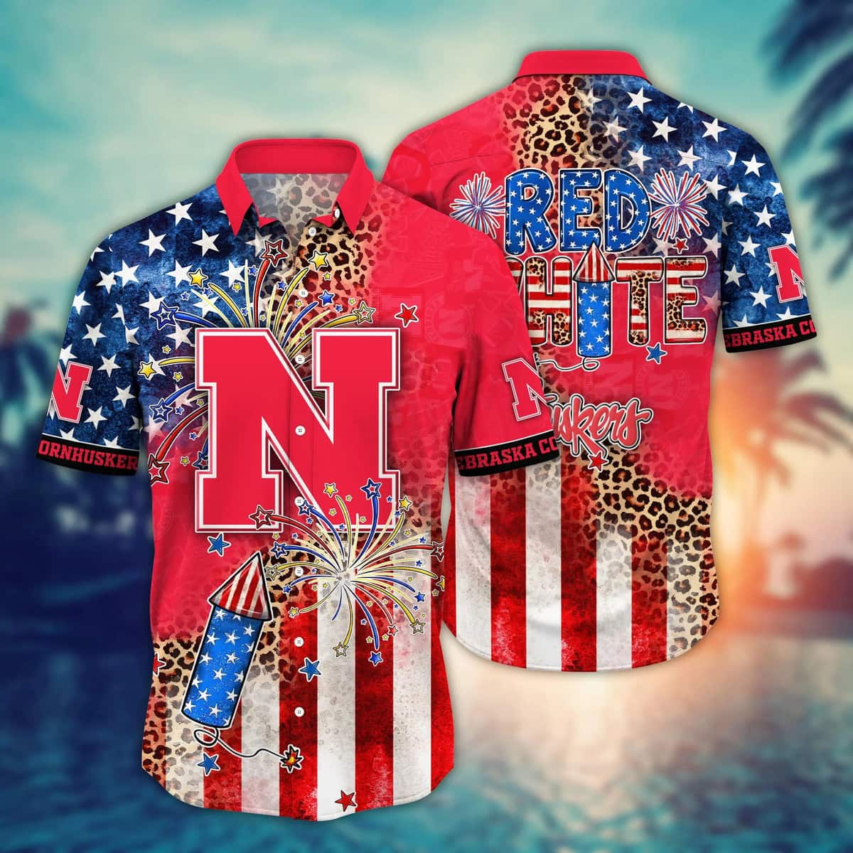 NCAA Nebraska Cornhuskers Hawaiian Shirt Fireworks Independence Day Gift For Best Friend