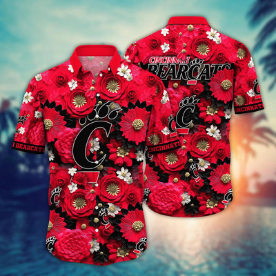 Floral Aloha NCAA Cincinnati Bearcats Hawaiian Shirt Funny Gift For Dad Floral Aloha NCAA Cincinnati Bearcats Hawaiian Shirt Funny Gift For Dad