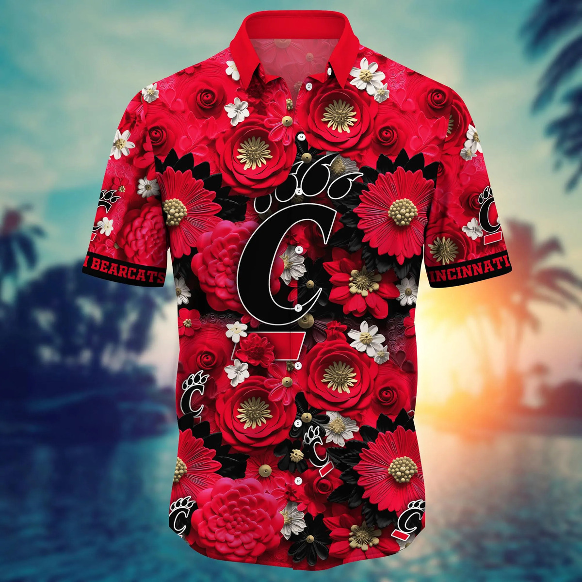 Floral Aloha NCAA Cincinnati Bearcats Hawaiian Shirt Funny Gift For Dad Floral Aloha NCAA Cincinnati Bearcats Hawaiian Shirt Funny Gift For Dad