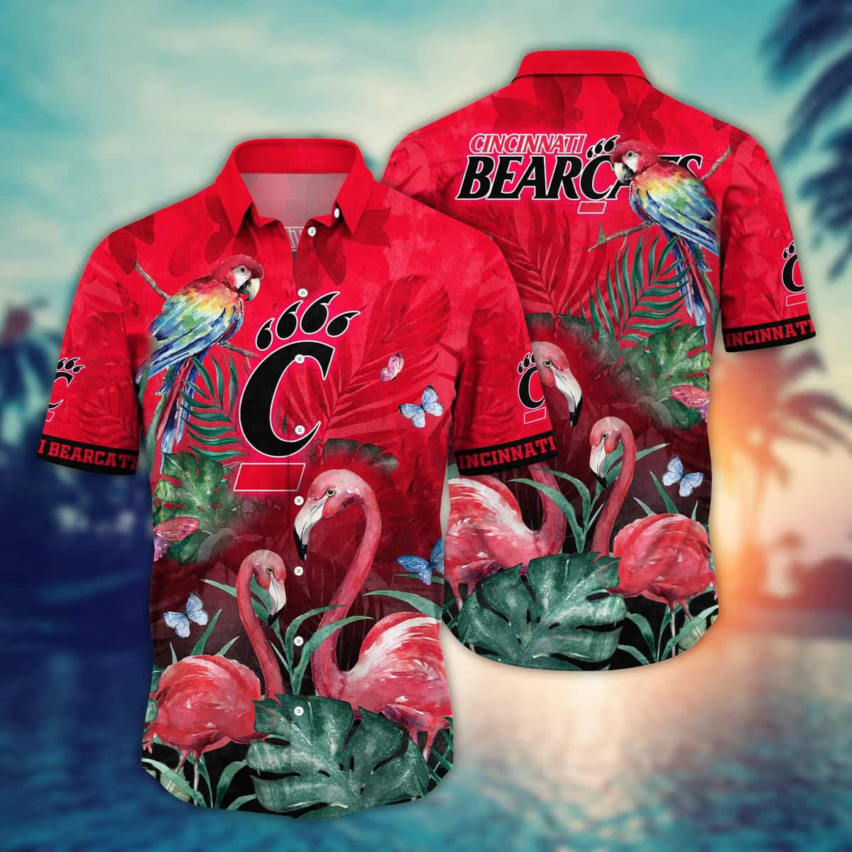 Red Aloha NCAA Cincinnati Bearcats Hawaiian Shirt Pink Flamingo Gift For Family