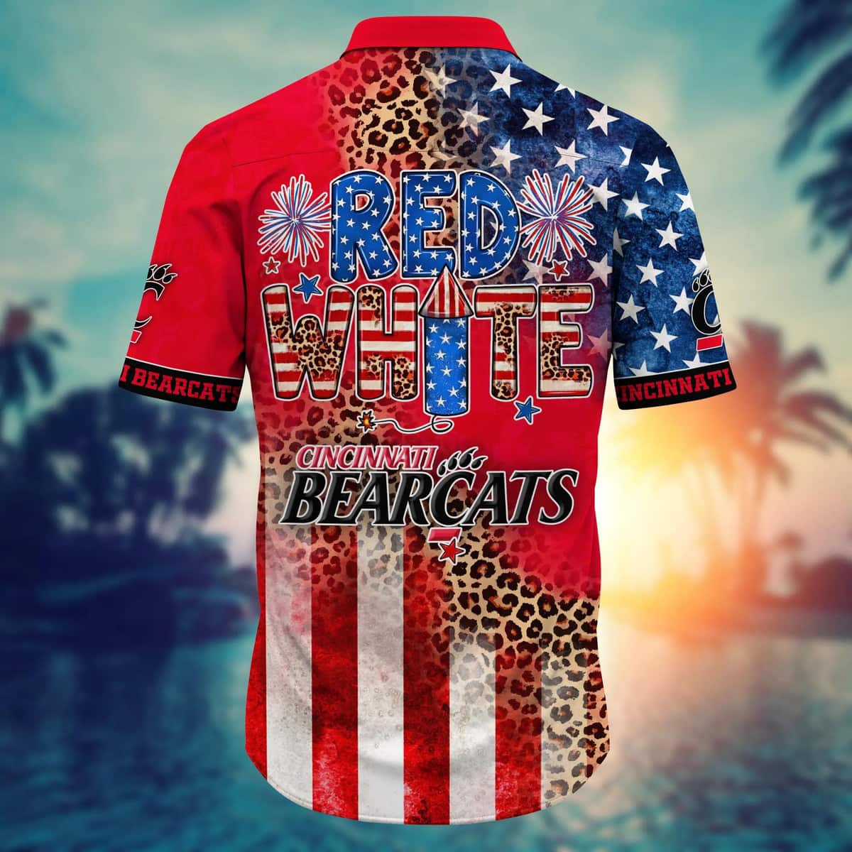 NCAA Cincinnati Bearcats Hawaiian Shirt Fireworks Independence Day Gift For Cool Friends NCAA Cincinnati Bearcats Hawaiian Shirt Fireworks Independence Day Gift For Cool Friends