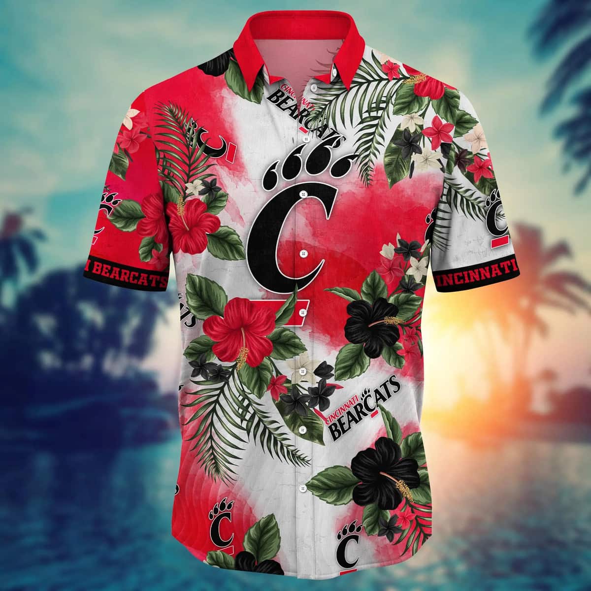 NCAA Cincinnati Bearcats Hawaiian Shirt Hibiscus Flowers Gift For Boyfriend NCAA Cincinnati Bearcats Hawaiian Shirt Hibiscus Flowers Gift For Boyfriend