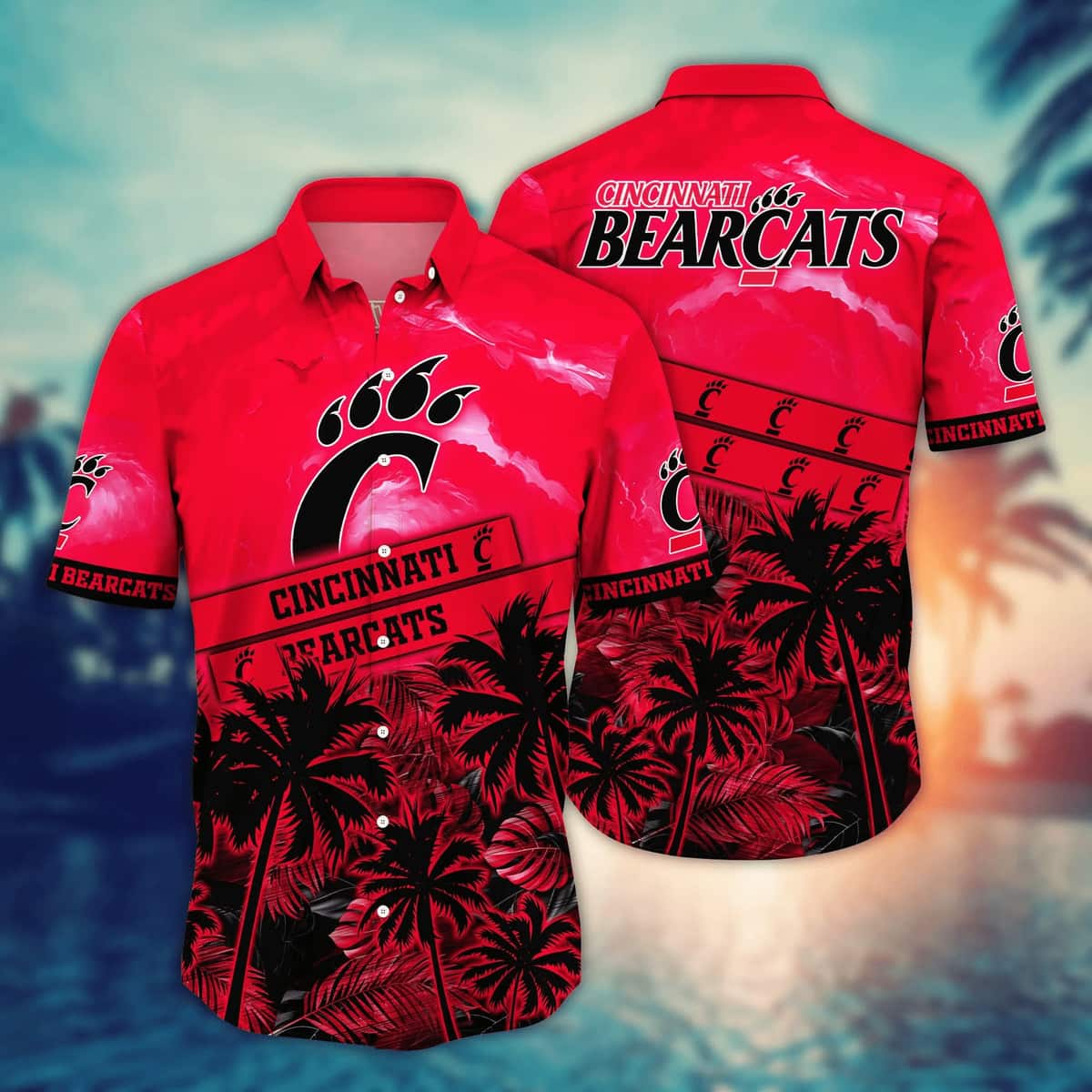 Vintage Aloha NCAA Cincinnati Bearcats Hawaiian Shirt Palm Trees Gift For Family