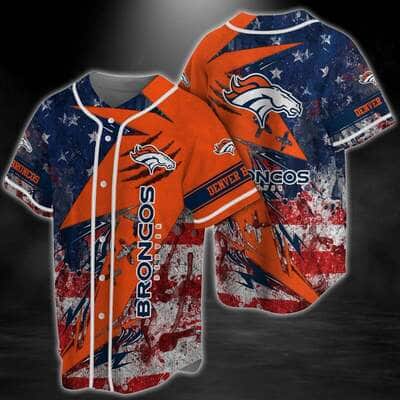 Retro NFL Denver Broncos Baseball Jersey US Flag Gift For Boyfriend Retro NFL Denver Broncos Baseball Jersey US Flag Gift For Boyfriend