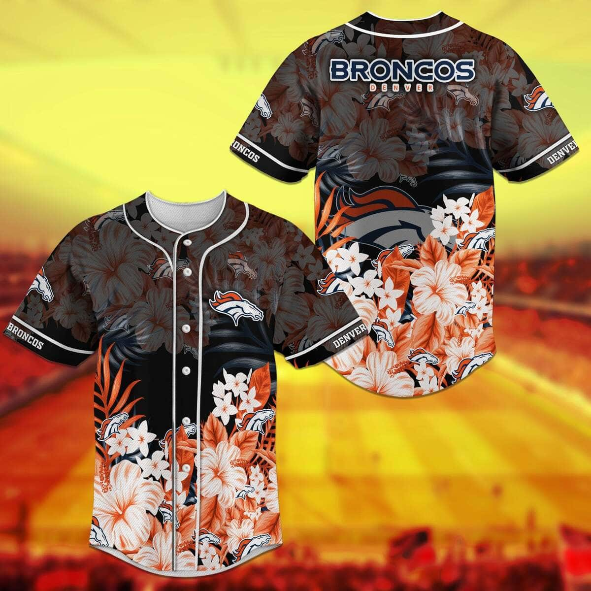 NFL Denver Broncos Baseball Jersey Tropical Flower Gift For Dad Who Has Everything