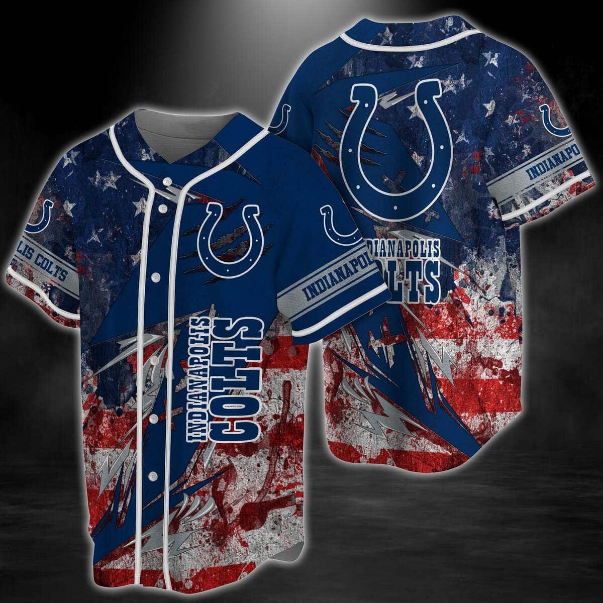 Retro NFL Indianapolis Colts Baseball Jersey US Flag Gift For Dad