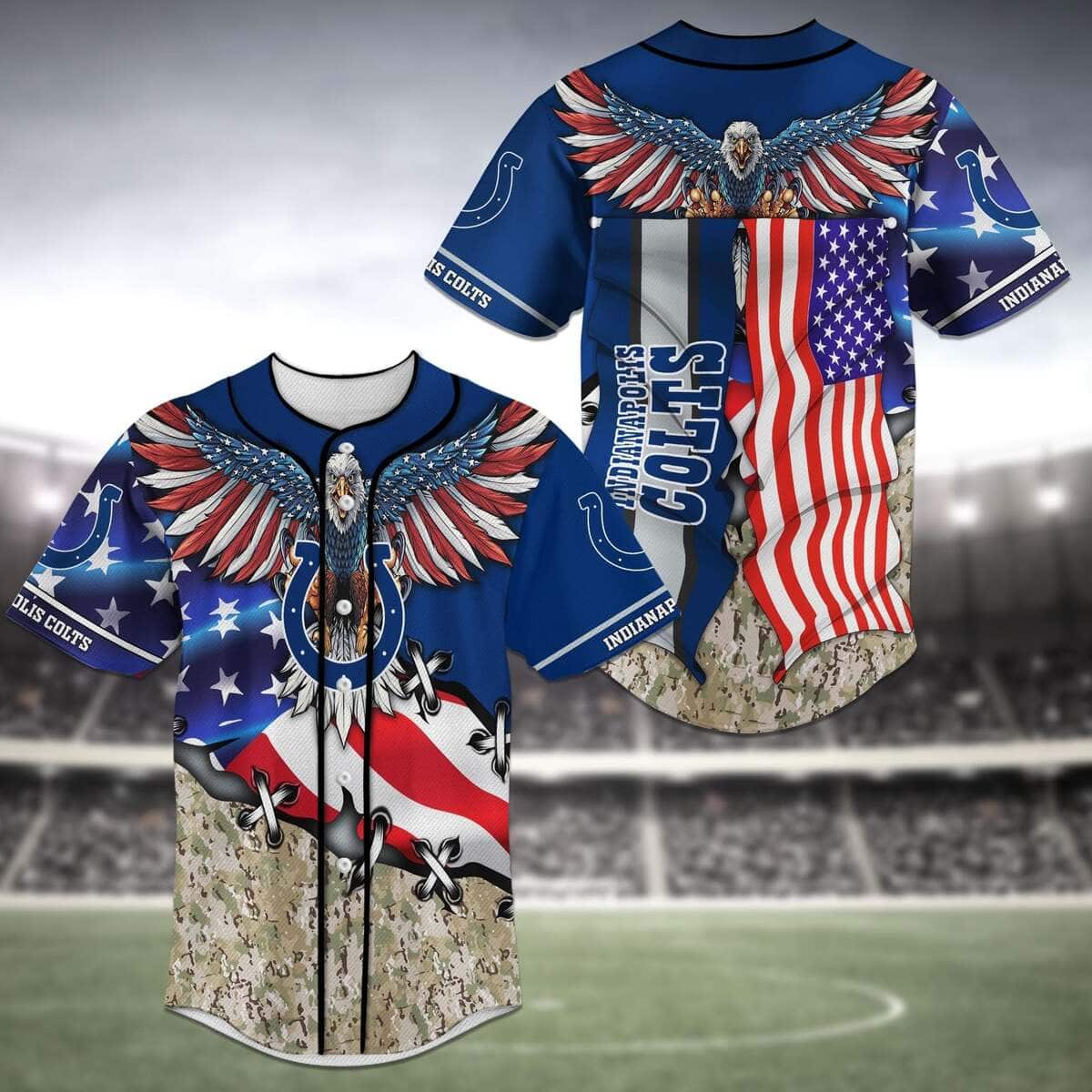 Stylish NFL Indianapolis Colts Baseball Jersey Eagles And US Flag Gift For Grandpa Stylish NFL Indianapolis Colts Baseball Jersey Eagles And US Flag Gift For Grandpa