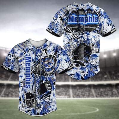 Cool NFL Memphis Tigers Baseball Jersey Skeleton And Flowers Gift For New Grandpa Cool NFL Memphis Tigers Baseball Jersey Skeleton And Flowers Gift For New Grandpa