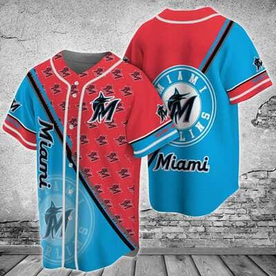 Red And Blue MLB Miami Marlins Baseball Jersey Gift For Daughter Red And Blue MLB Miami Marlins Baseball Jersey Gift For Daughter