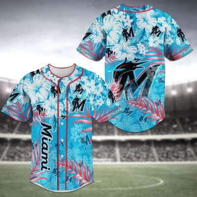 Aloha MLB Miami Marlins Baseball Jersey Tropical Flowers Gift For Son Aloha MLB Miami Marlins Baseball Jersey Tropical Flowers Gift For Son