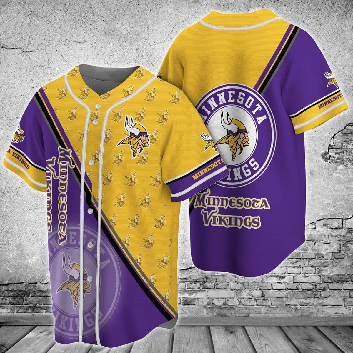 Yellow And Purple NFL Minnesota Vikings Baseball Jersey Gift For New Dad