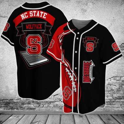 Black NCAA NC State Wolfpack Baseball Jersey Flaming Ball Gift For Cool Dad Black NCAA NC State Wolfpack Baseball Jersey Flaming Ball Gift For Cool Dad