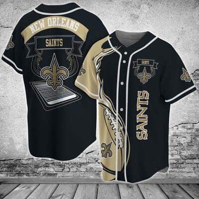 Black NFL New Orleans Saints Baseball Jersey Football Fire Gift For Boyfriend Birthday