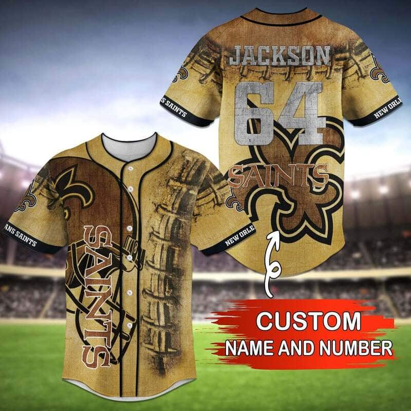 NFL New Orleans Saints Baseball Jersey Custom Name And Number Gift For Football Players TrendingShirtStore