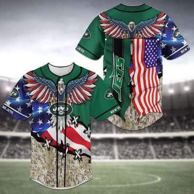 Awesome NFL New York Jets Baseball Jersey Eagles And US Flag Gift For Sports Dad Awesome NFL New York Jets Baseball Jersey Eagles And US Flag Gift For Sports Dad