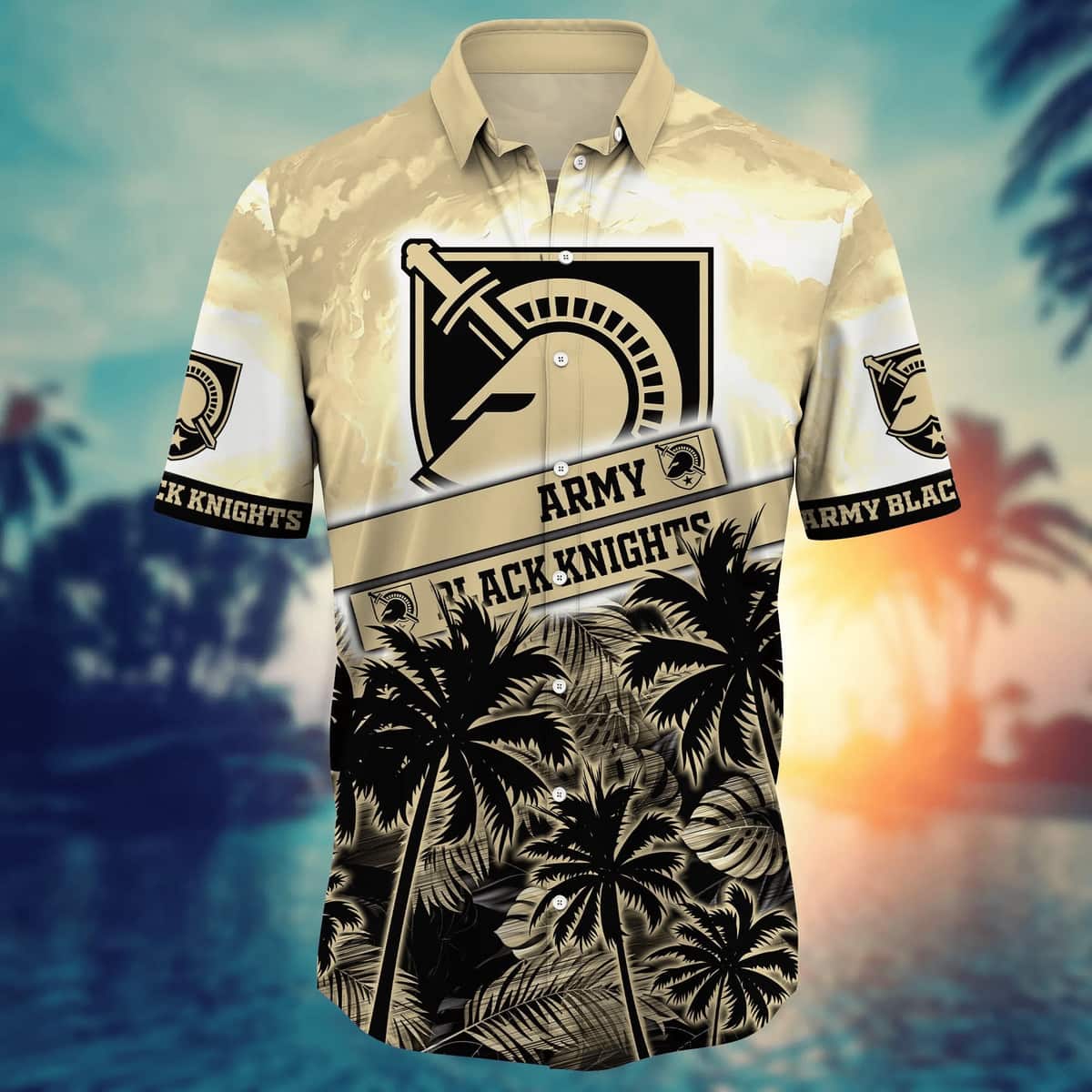 Vintage Aloha NCAA Army Black Knights Hawaiian Shirt Palm Trees Summer Vacation Gift Vintage Aloha NCAA Army Black Knights Hawaiian Shirt Palm Trees Summer Vacation Gift