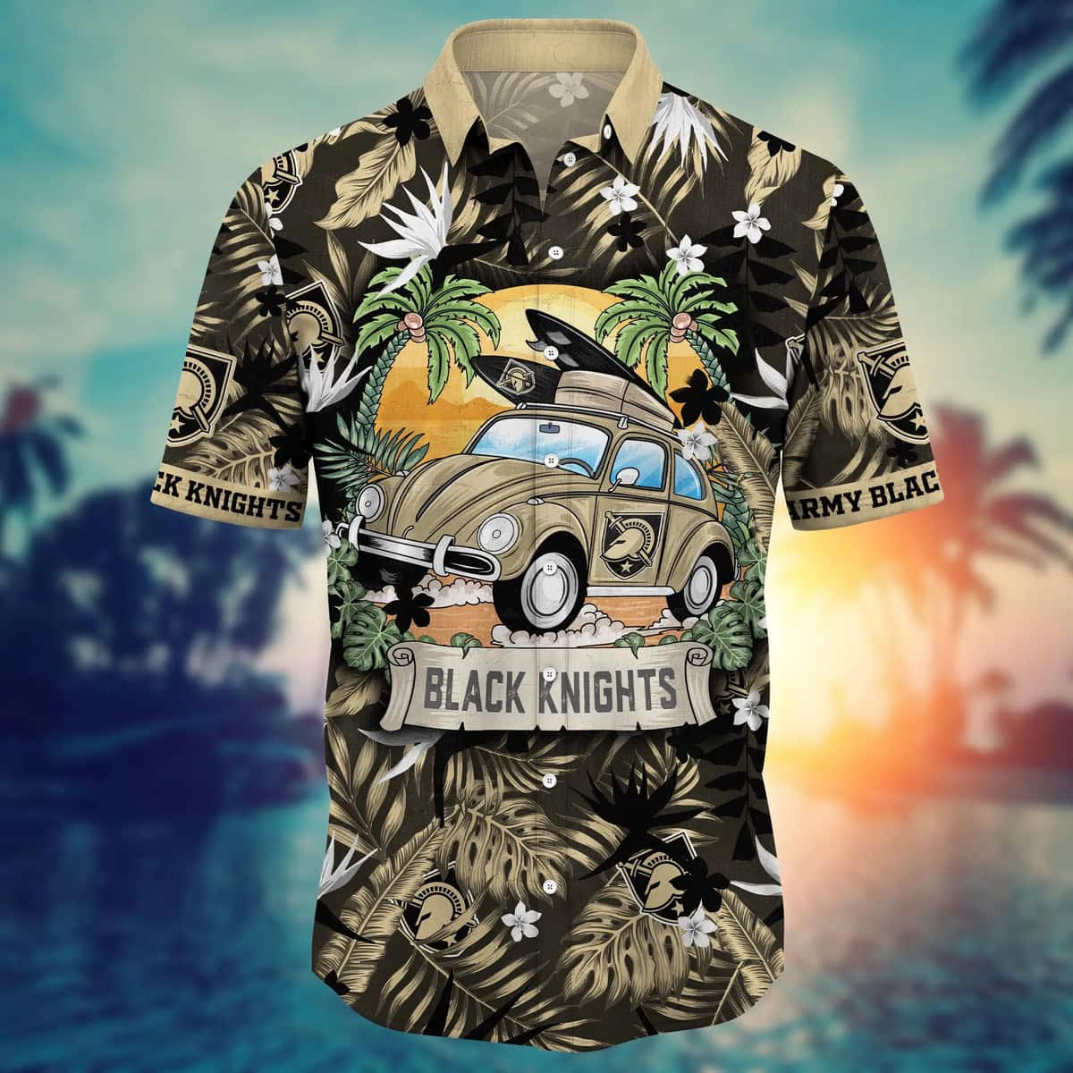 Summer Aloha NCAA Army Black Knights Hawaiian Shirt Palm Leaves Gift For Friends Summer Aloha NCAA Army Black Knights Hawaiian Shirt Palm Leaves Gift For Friends