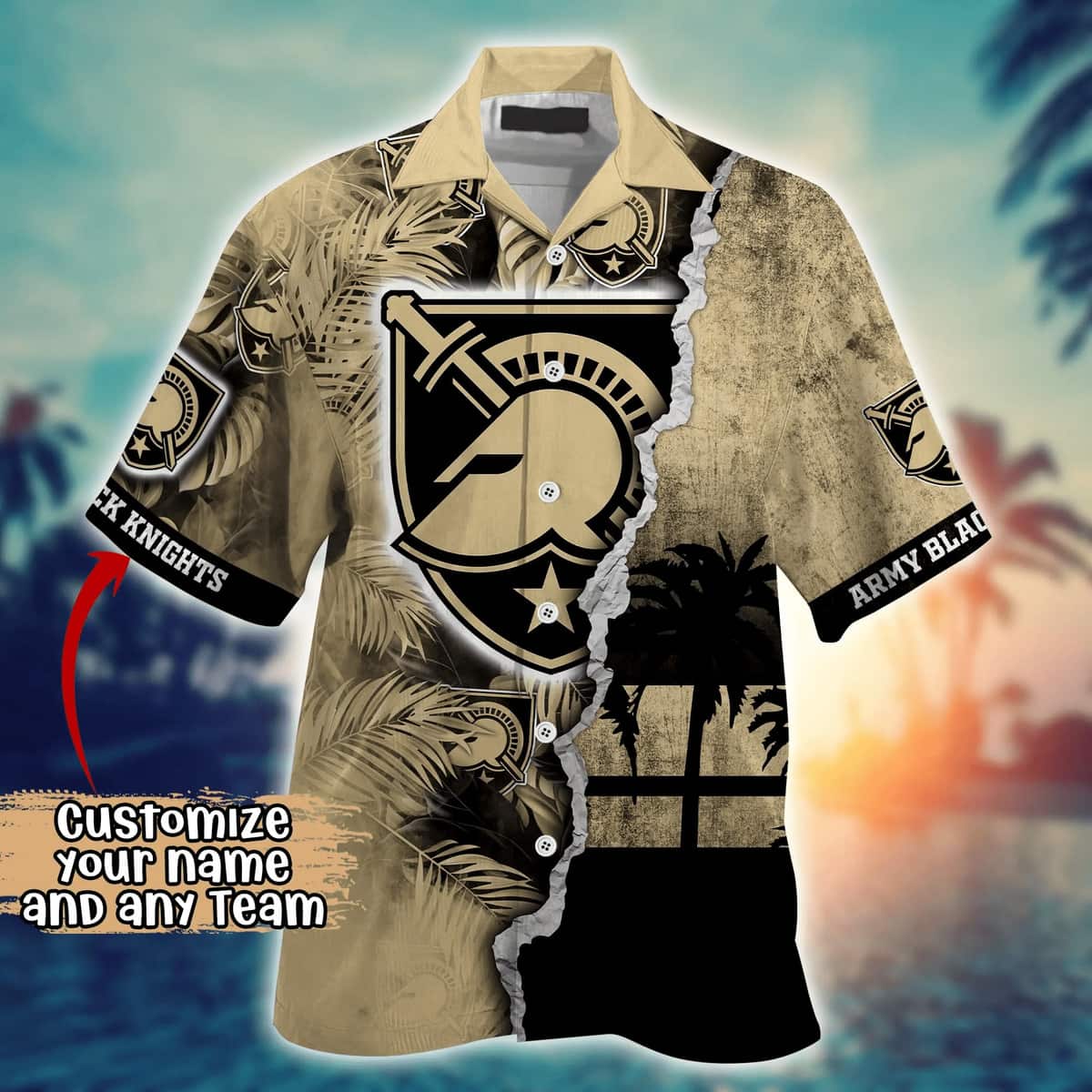 Vintage Aloha NCAA Army Black Knights Hawaiian Shirt Custom Name Gift For Beach Trip Vintage Aloha NCAA Army Black Knights Hawaiian Shirt Custom Name Gift For Beach Trip