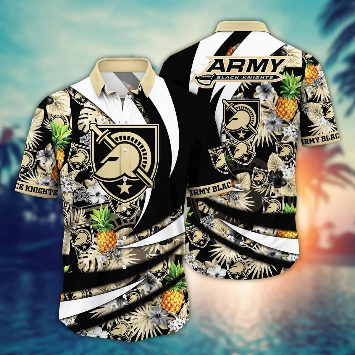 Tropical Aloha NCAA Army Black Knights Hawaiian Shirt Gift For Dad