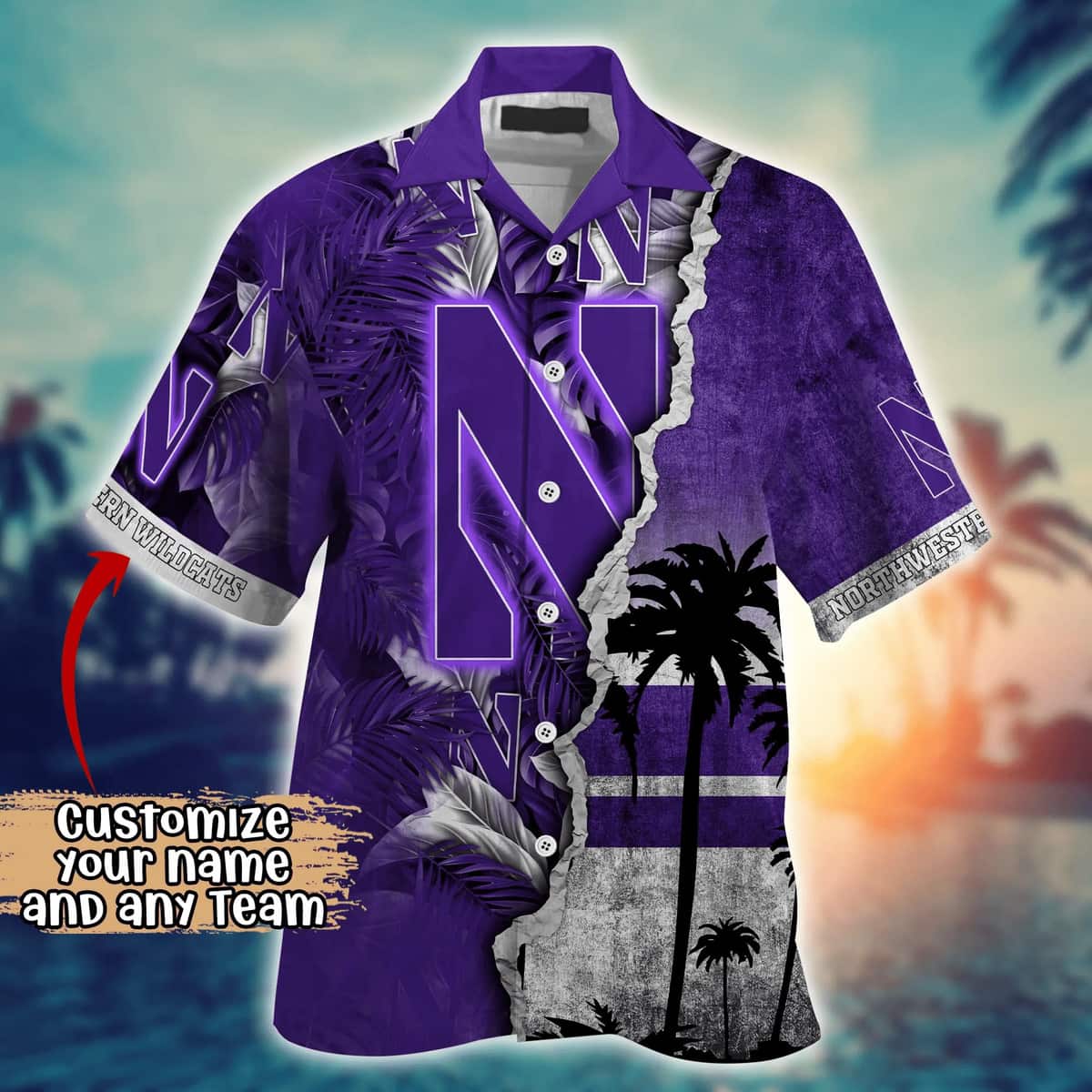 Vintage Northwestern Wildcats NCAA Hawaiian Shirt Custom Name Gift For Beach Lovers Vintage Northwestern Wildcats NCAA Hawaiian Shirt Custom Name Gift For Beach Lovers