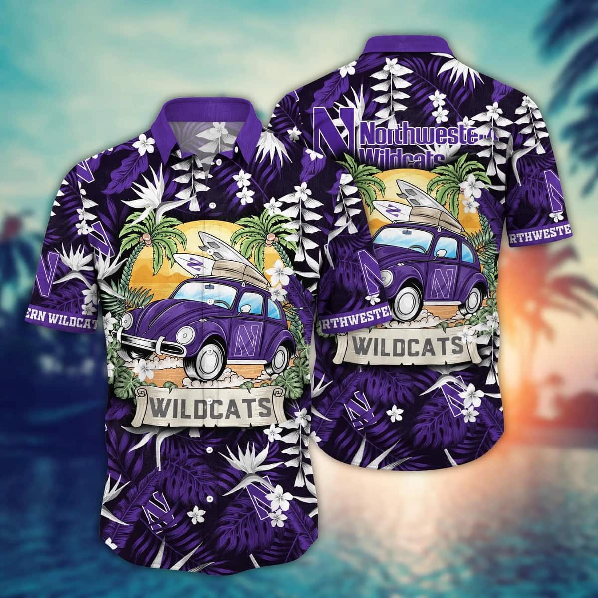 Vintage Northwestern Wildcats NCAA Hawaiian Shirt Aloha Beach Trip Gift For Family