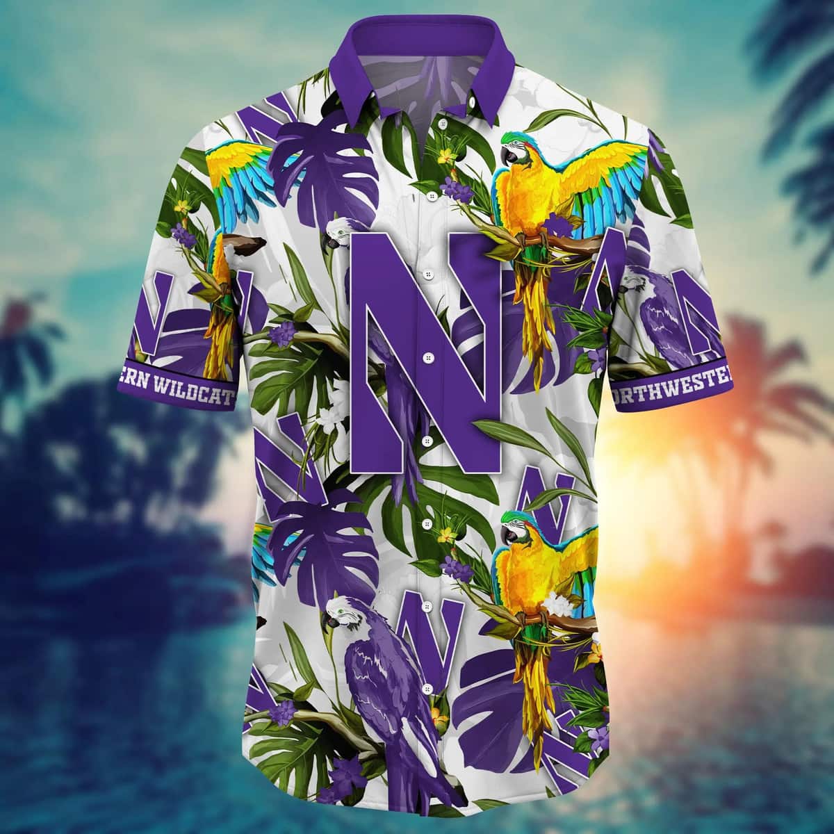 Stylish NCAA Northwestern Wildcats Hawaiian Shirt Tropical Nature Gift For New Dad Stylish NCAA Northwestern Wildcats Hawaiian Shirt Tropical Nature Gift For New Dad