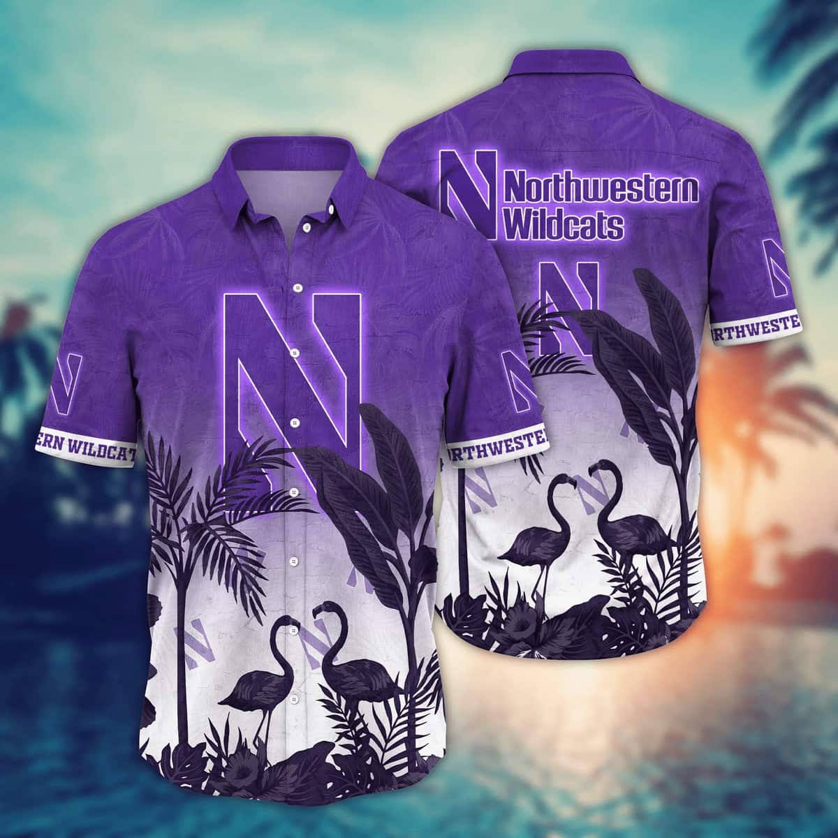 Vintage Aloha NCAA Northwestern Wildcats Hawaiian Shirt Sunset View Gift For Mom Vintage Aloha NCAA Northwestern Wildcats Hawaiian Shirt Sunset View Gift For Mom