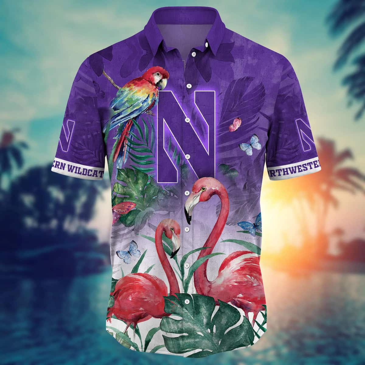 Stylish NCAA Northwestern Wildcats Hawaiian Shirt Pink Flamingo Gift For Boyfriend Stylish NCAA Northwestern Wildcats Hawaiian Shirt Pink Flamingo Gift For Boyfriend