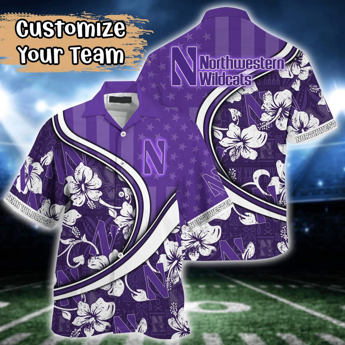 Stylish NCAA Northwestern Wildcats Hawaiian Shirt Custom Name Gift For Summer Holiday