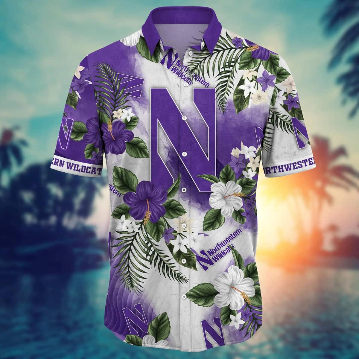 Basic NCAA Northwestern Wildcats Hawaiian Shirt Hibiscus Flowers Gift For Great Dad Basic NCAA Northwestern Wildcats Hawaiian Shirt Hibiscus Flowers Gift For Great Dad