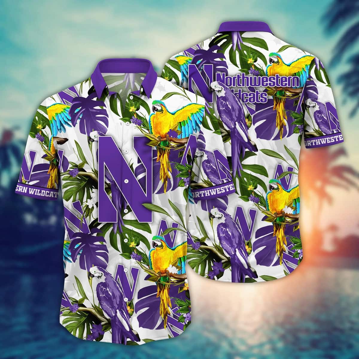NCAA Northwestern Wildcats Hawaiian Shirt Aloha Flora And Fauna Gift For Family NCAA Northwestern Wildcats Hawaiian Shirt Aloha Flora And Fauna Gift For Family